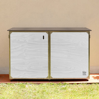 armario para bicicletas de exterior en madera de color blanco