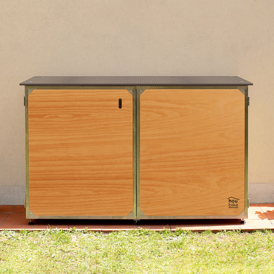 mueble exterior  guardabicis de color pino