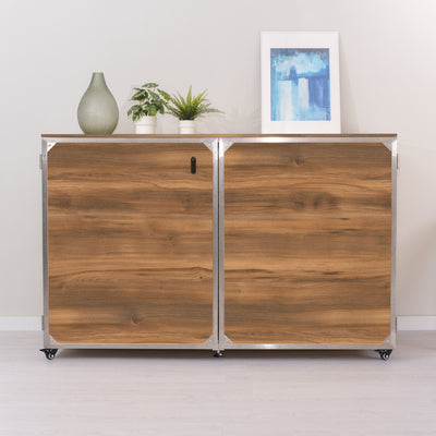 mueble para guardar bicicletas interior de color nogal